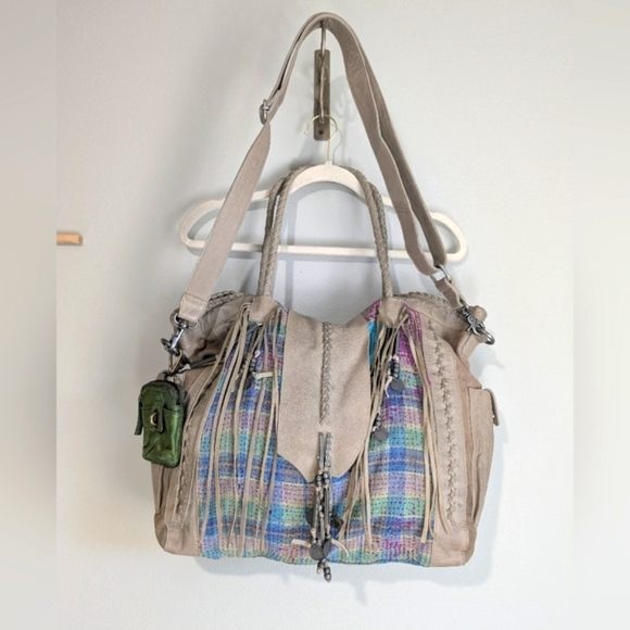 Free People Handbags - Free People Canyonlands Leather Kantha Bone Bead Large Boho Bag